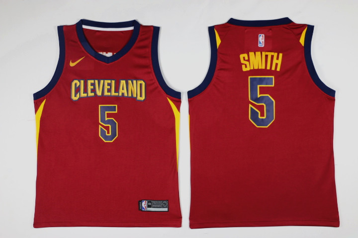 Men Cleveland Cavaliers #5 Smith Red Game Nike NBA Jerseys